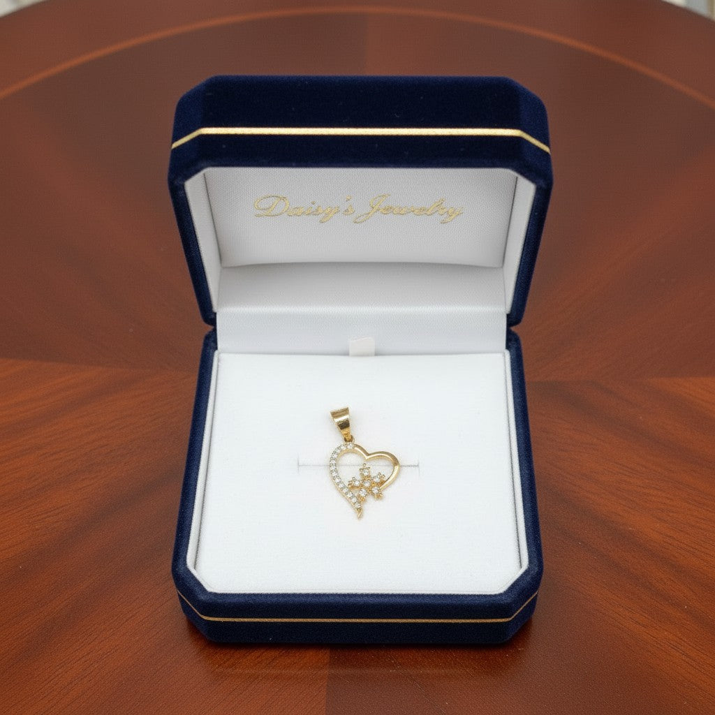 DIJE CORAZON -COPO DE NIEVE EN ORO 14 K