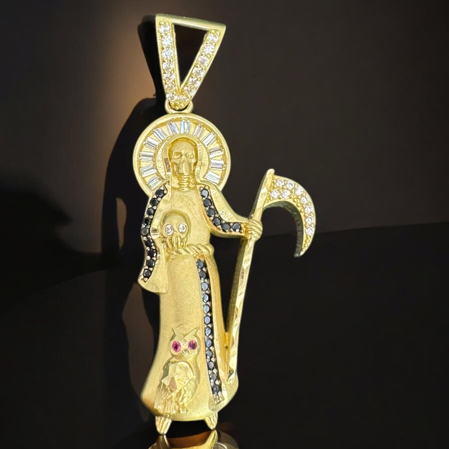 SANTA MUERTE PENDANT IN 10K MEXICAN GOLD