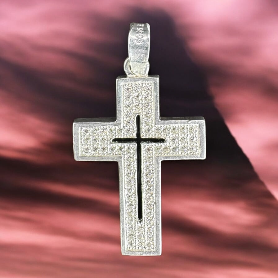 DIJE CRUZ EN PLATA MEXICANA .925