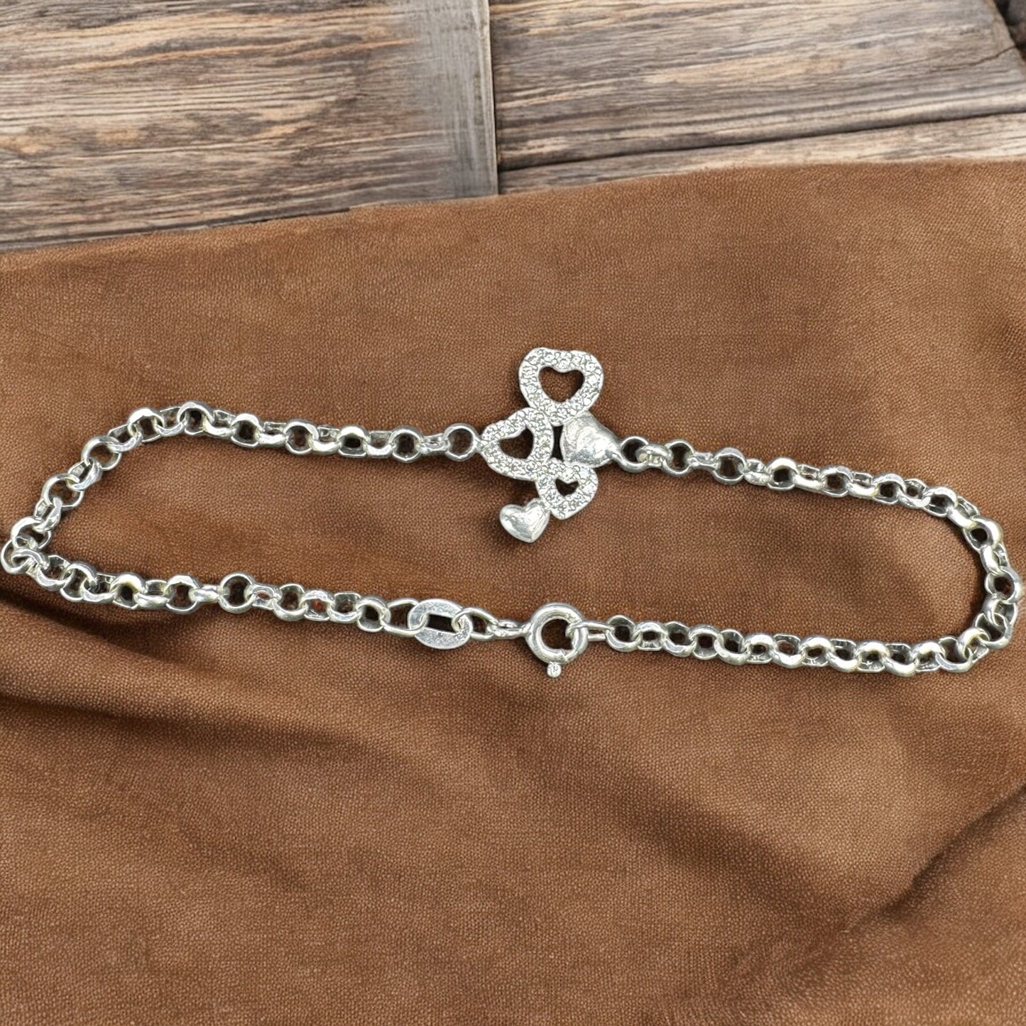 PULSO DE CORAZONES EN PLATA MEXICANA .925