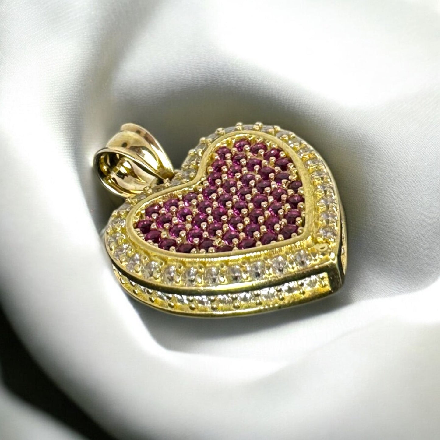DIJE CORAZON EN ROSA FIUCHA ORO 10 K