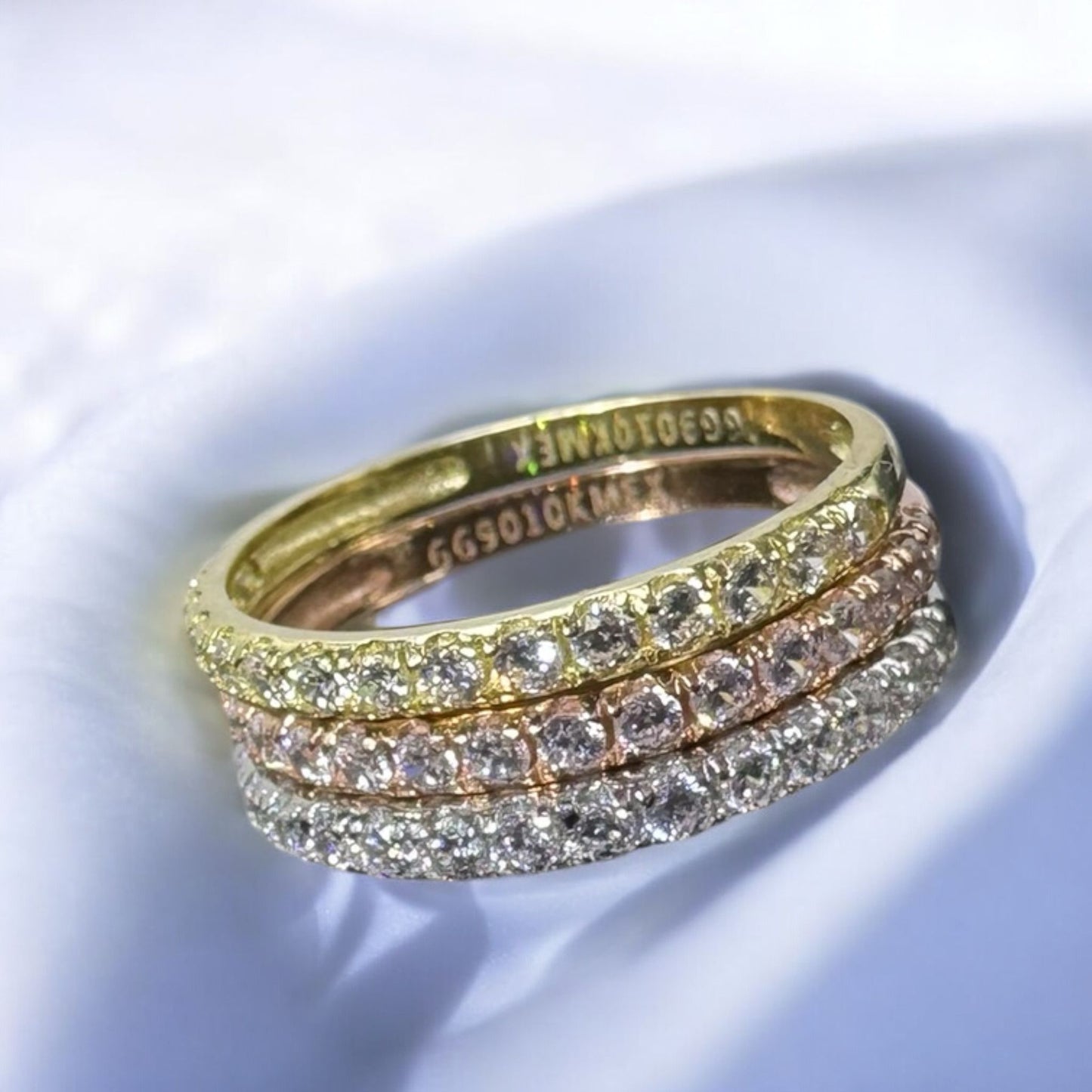 TRIO DE ANILLOS EN 3 OROS MEXICANO 10 K