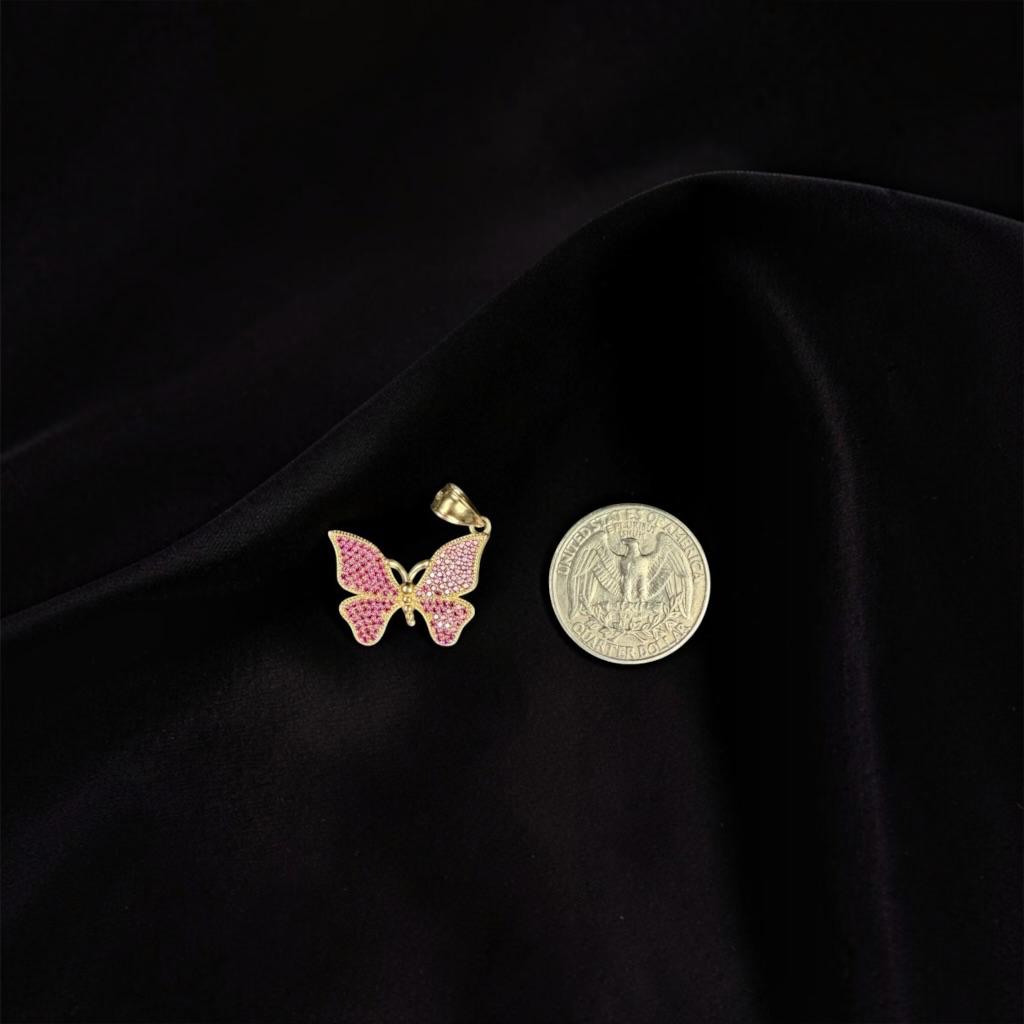DIJE MARIPOSA ROSA EN ORO 14 K
