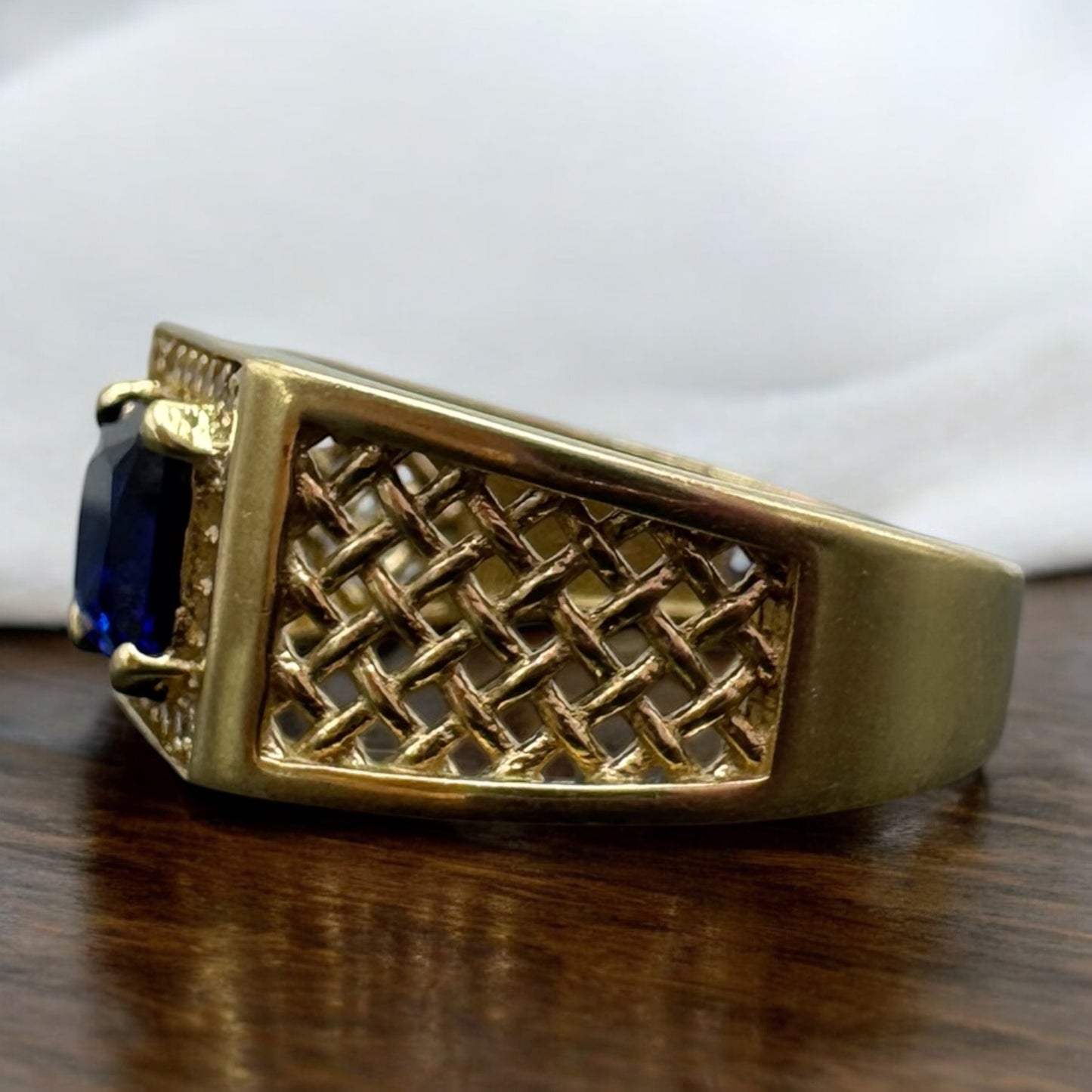 ANILLO PERLA AZUL PARA CABALLERO EN ORO MEXICANO 10 K