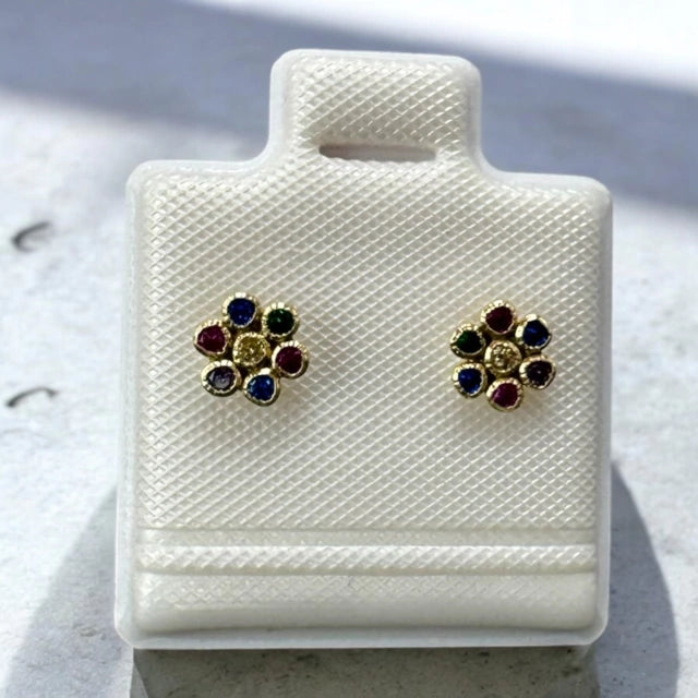 BROQUEL FLOR EN COLORES ORO MEX. 10 K