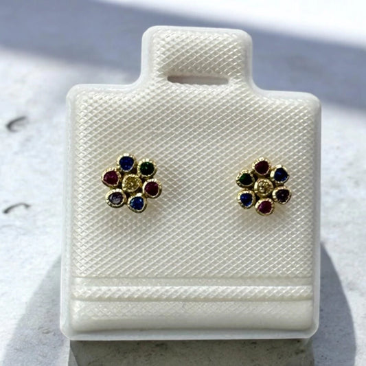 BROQUEL FLOR EN COLORES ORO MEX. 10 K