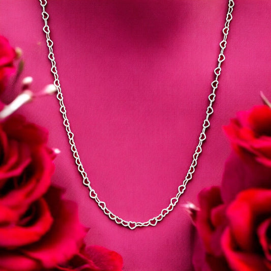 CADENA DE CORAZONES EN PLATA MEXICANA .925