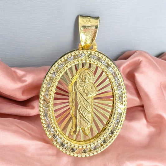 MEDALLA OVALADA SAN JUDAS TADEO EN ORO MEXICANO 10 K