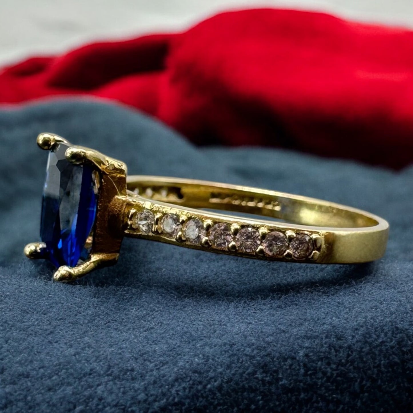 ANILLO PIEDRA AZUL EN ORO MEXICANO 10K