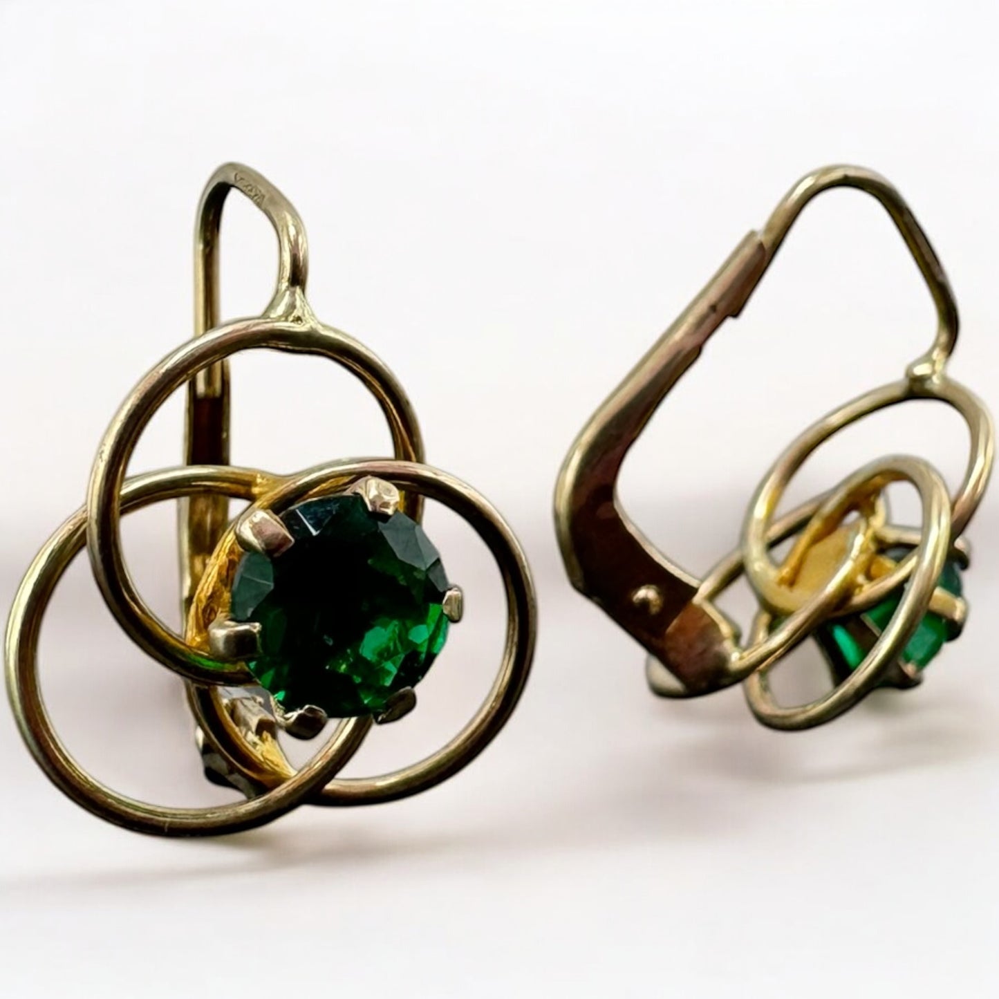 ARETE COLGANTE EN VERDE ORO MEXICANO 10 K