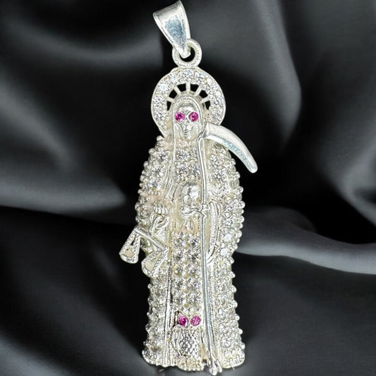 DIJE SANTA MUERTE EN PLATA .925 MEXICANA