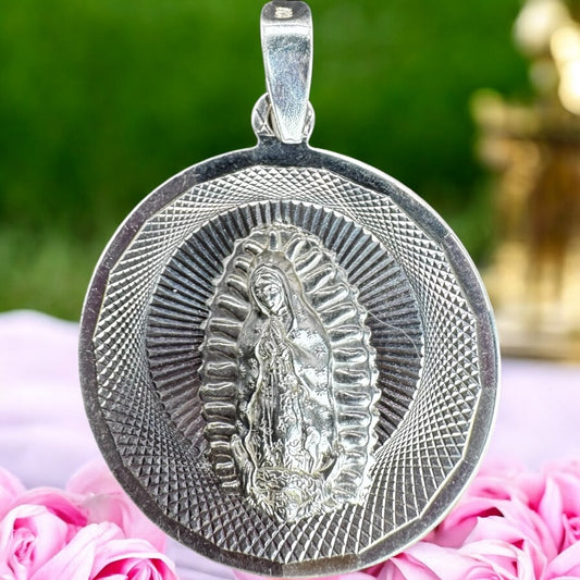 MEDALLA VIRGEN EN PLATA MEXICANA .925