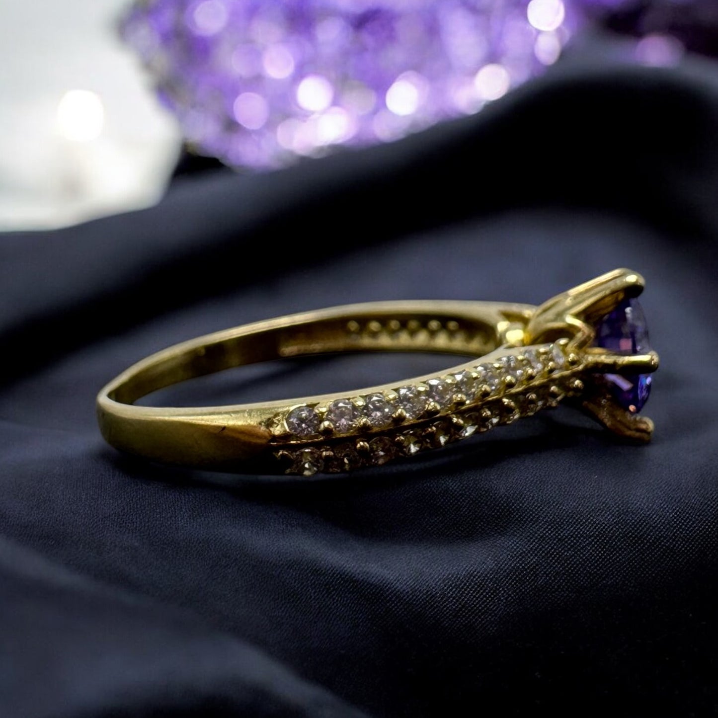 ANILLO MORADO PARA DAMA EN ORO MEXICANO 10 K