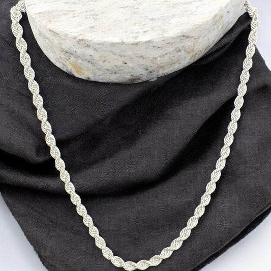 CADENA TORSAL GRUESA CON LIGERO COLOR BLANCO EN PLATA MEXICANA .925