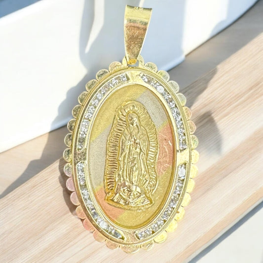 MEDALLA OVALADA VIRGEN DE GUADALUPE EN ORO MEXICANO 10 K