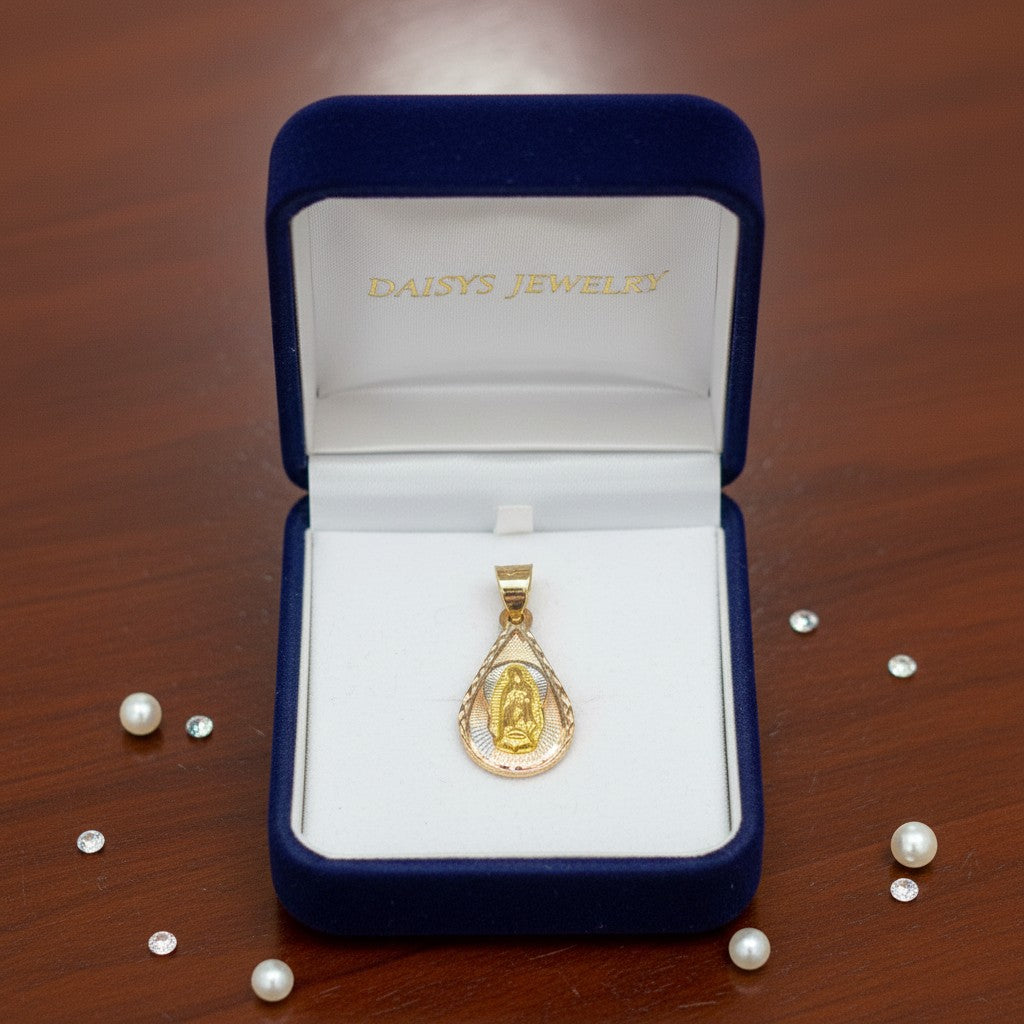DIJE DE LA VIRGEN EN GOTA EN ORO 14 K