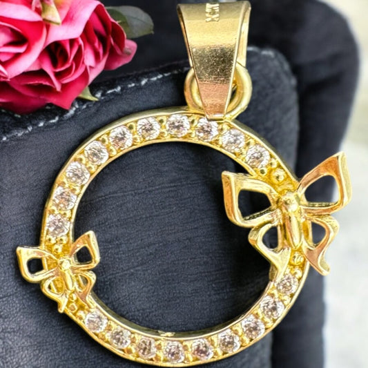 DIJE CIRCULAR CON MARIPOSAS EN ORO MEXICANO 10 K