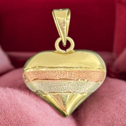 DIJE DE CORAZON 3 D EN 3 OROS MEXICANO 10 K