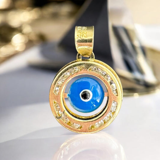 DIJE OJO TURCO CIRCULAR EN ORO MEXICANO 10 K
