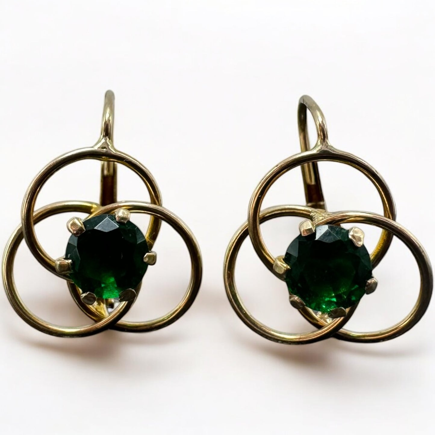 ARETE COLGANTE EN VERDE ORO MEXICANO 10 K