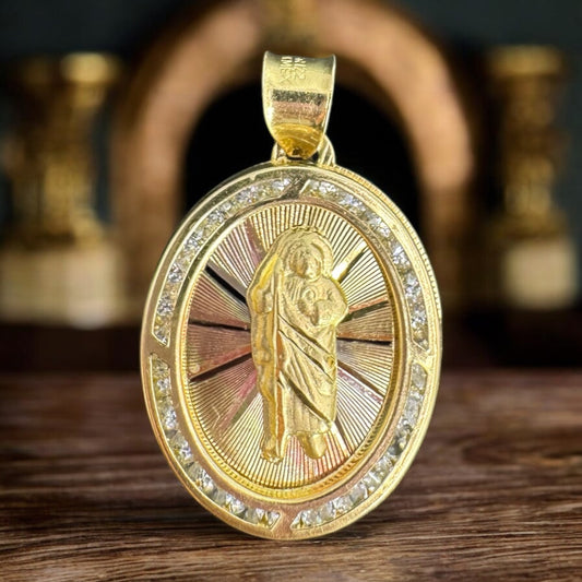 MEDALLA OVALADA SAN JUDAS TADEO EN ORO MEXICANO 10 K