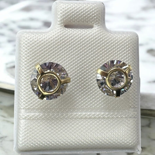ARETE PERLA CRISTAL EN ORO MEX. 10 K