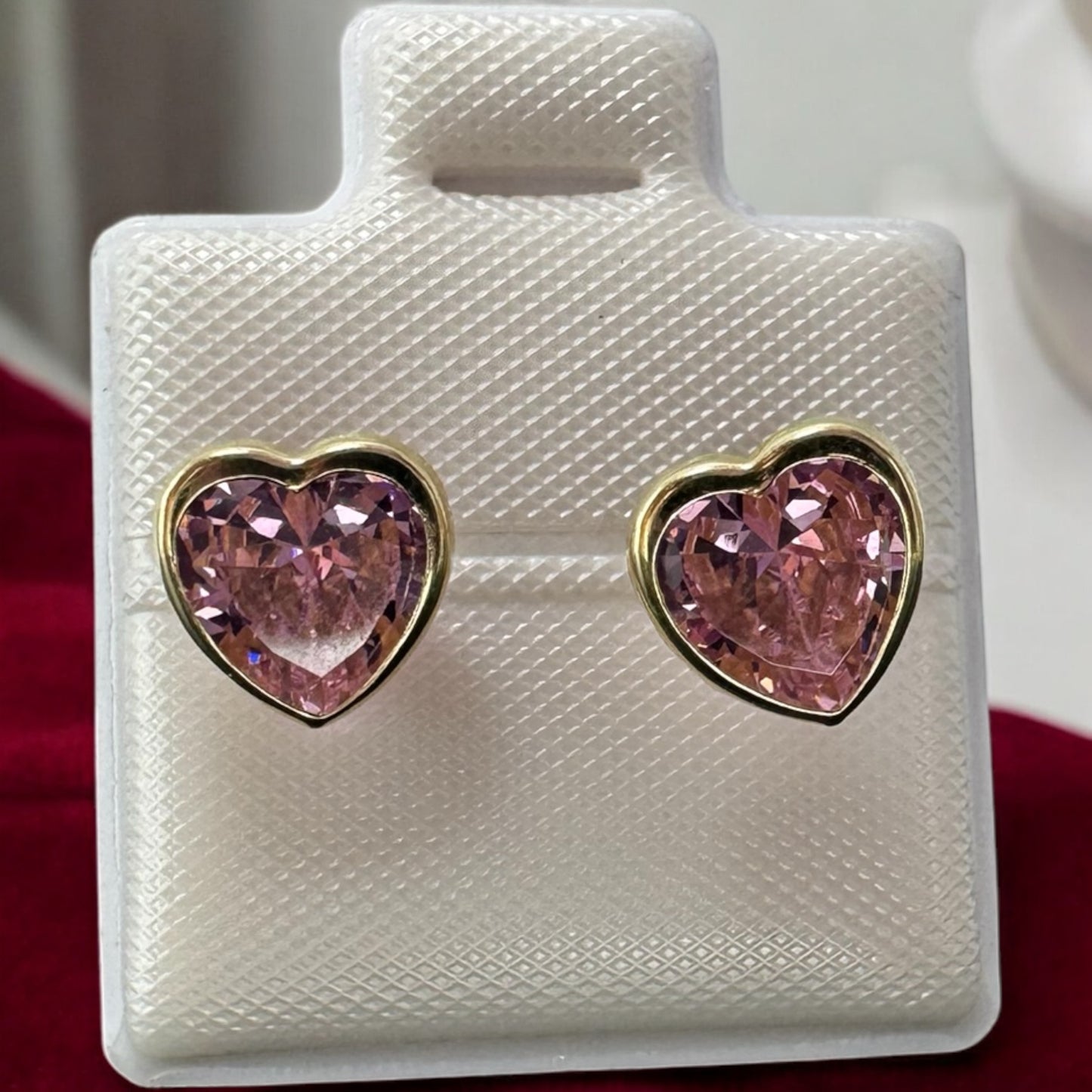 BROQUEL CORAZON ROSA EN ORO MEX. 10 K