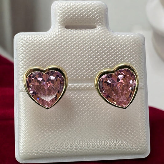 BROQUEL CORAZON ROSA EN ORO MEX. 10 K