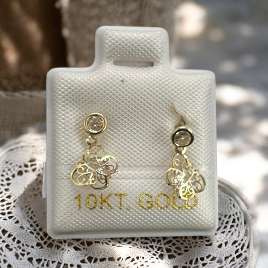 BROQUEL MARIPOSA COLGANTE EN ORO MEX. 10 K
