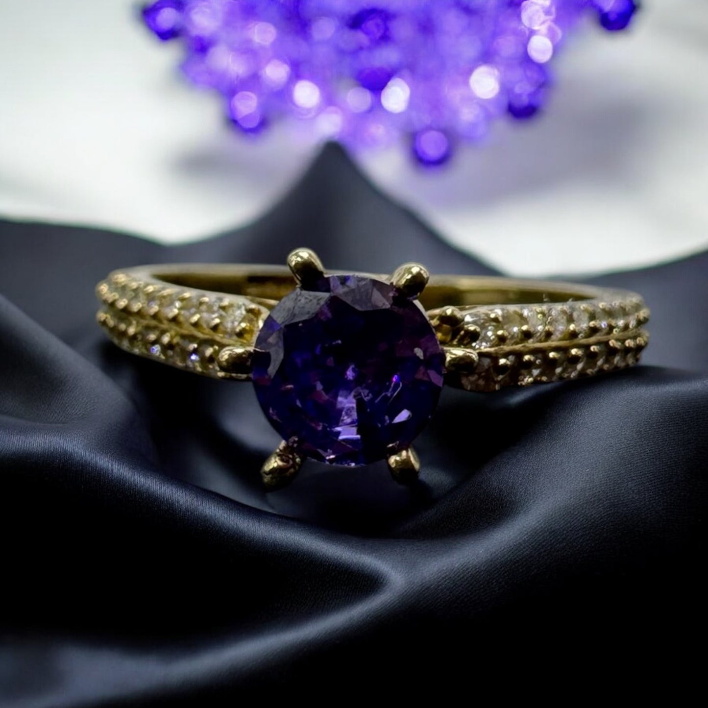 ANILLO MORADO PARA DAMA EN ORO MEXICANO 10 K