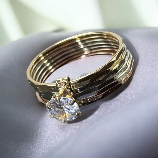 ANILLO SEMANARIO CON PIEDRA EN ORO MEXICANO 10 K