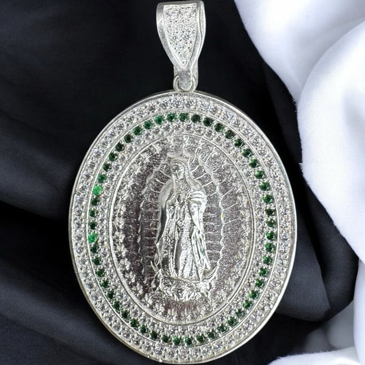 MEDALLA DE LA VIRGEN EN PLATA MEXICANA .925