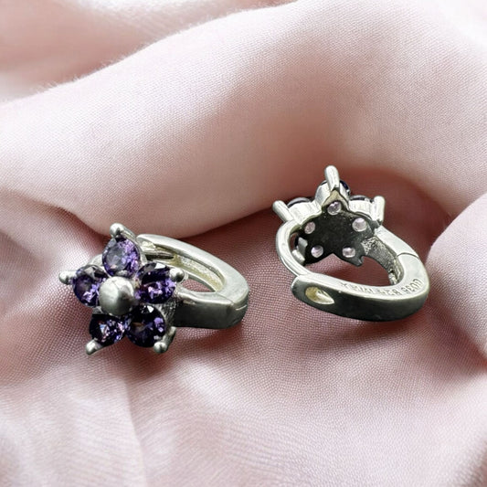 MINI ARETE /ARRACADA FLOR EN PLATA MEXICANA .925