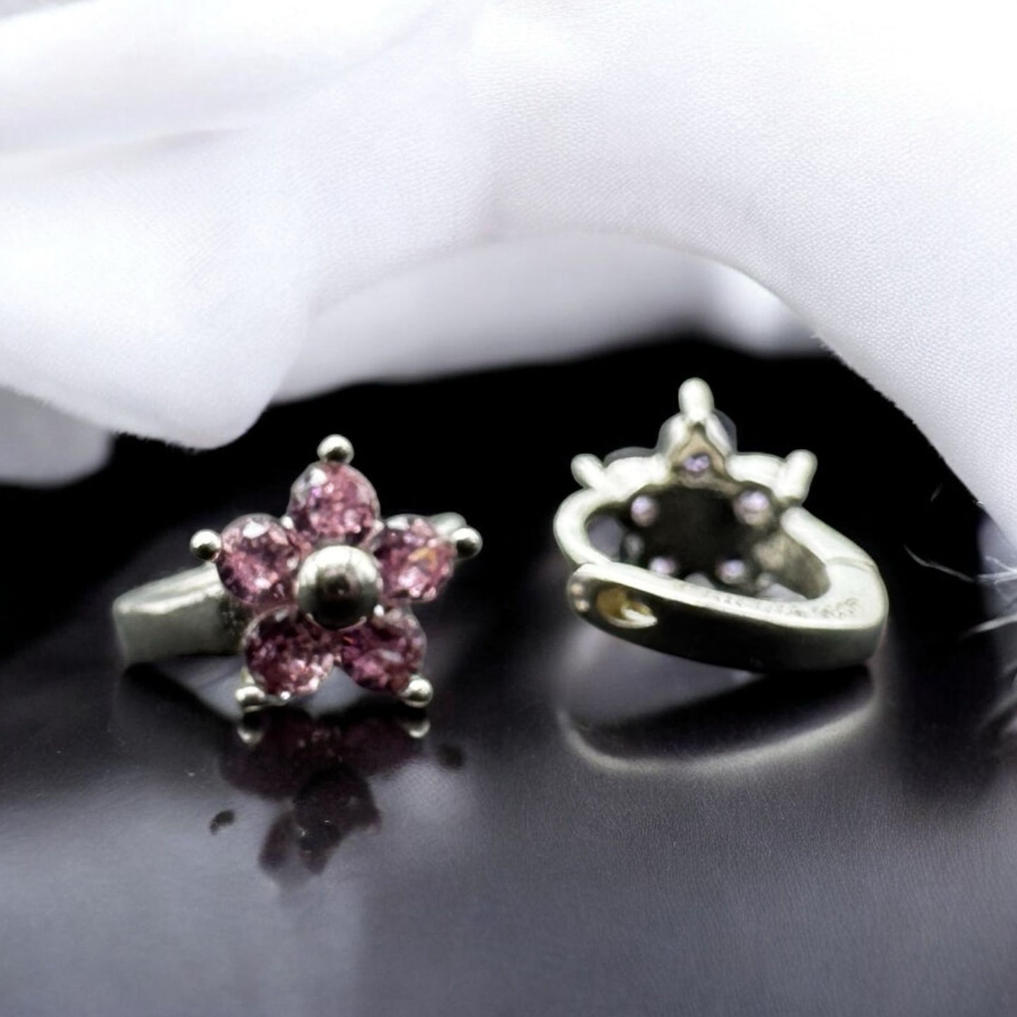 MINI ARETE /ARRACADA FLOR EN PLATA MEXICANA .925