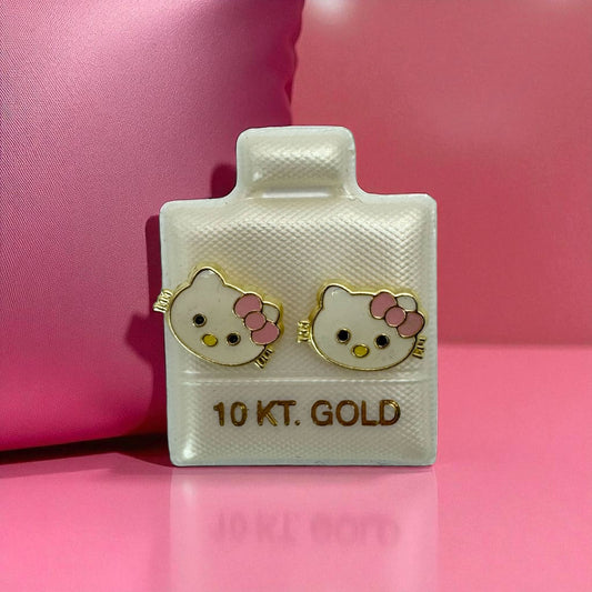 BROQUEL KITTY ESMALTADA EN ORO MEXICANO 10 K