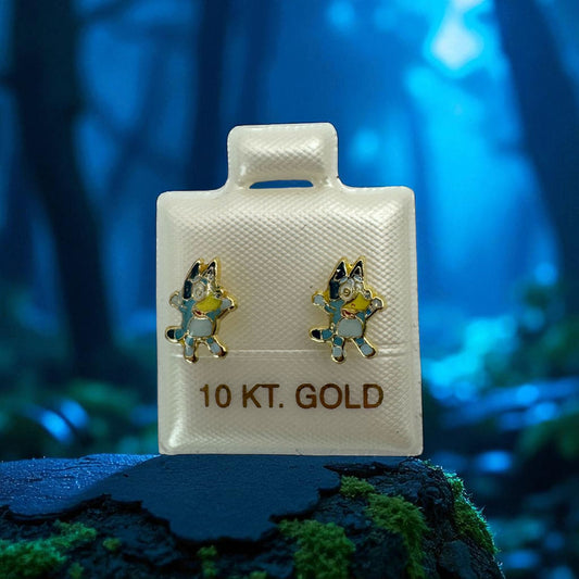 BROQUEL PERRITA AZUL EN ORO MEXICANO 10 K
