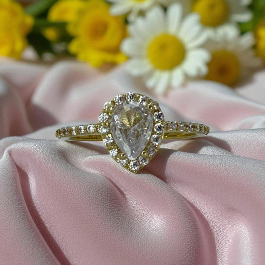 ANILLO EN FORMA DE GOTA EN ORO MEXICANO 10 K