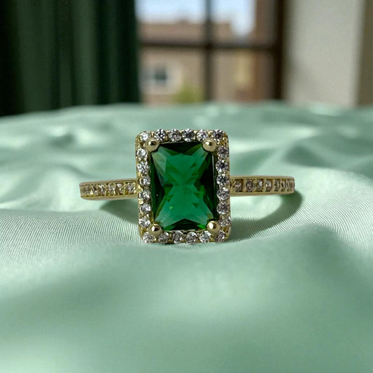 ANILLO CON PERLA VERDE EN ORO MEXICANO 10 K