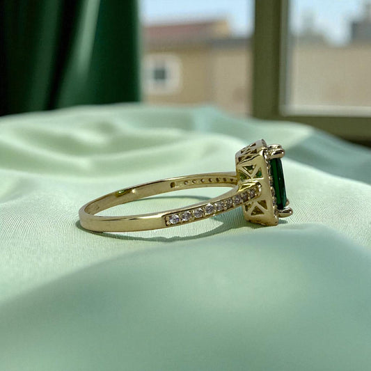 ANILLO CON PERLA VERDE EN ORO MEXICANO 10 K