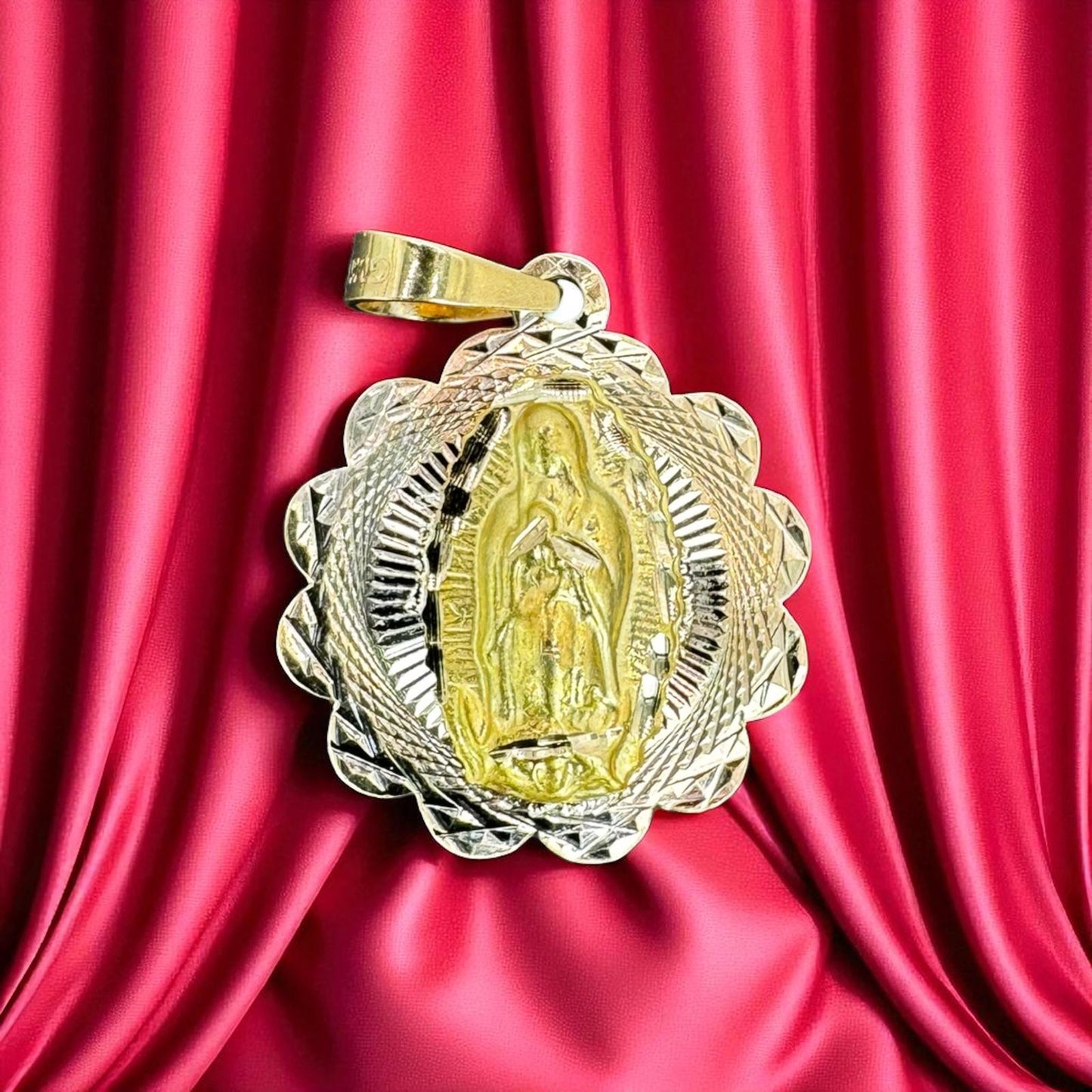 ESCAPULARIOS VIRGEN Y JESUS EN ORO MEXICANO 10 K