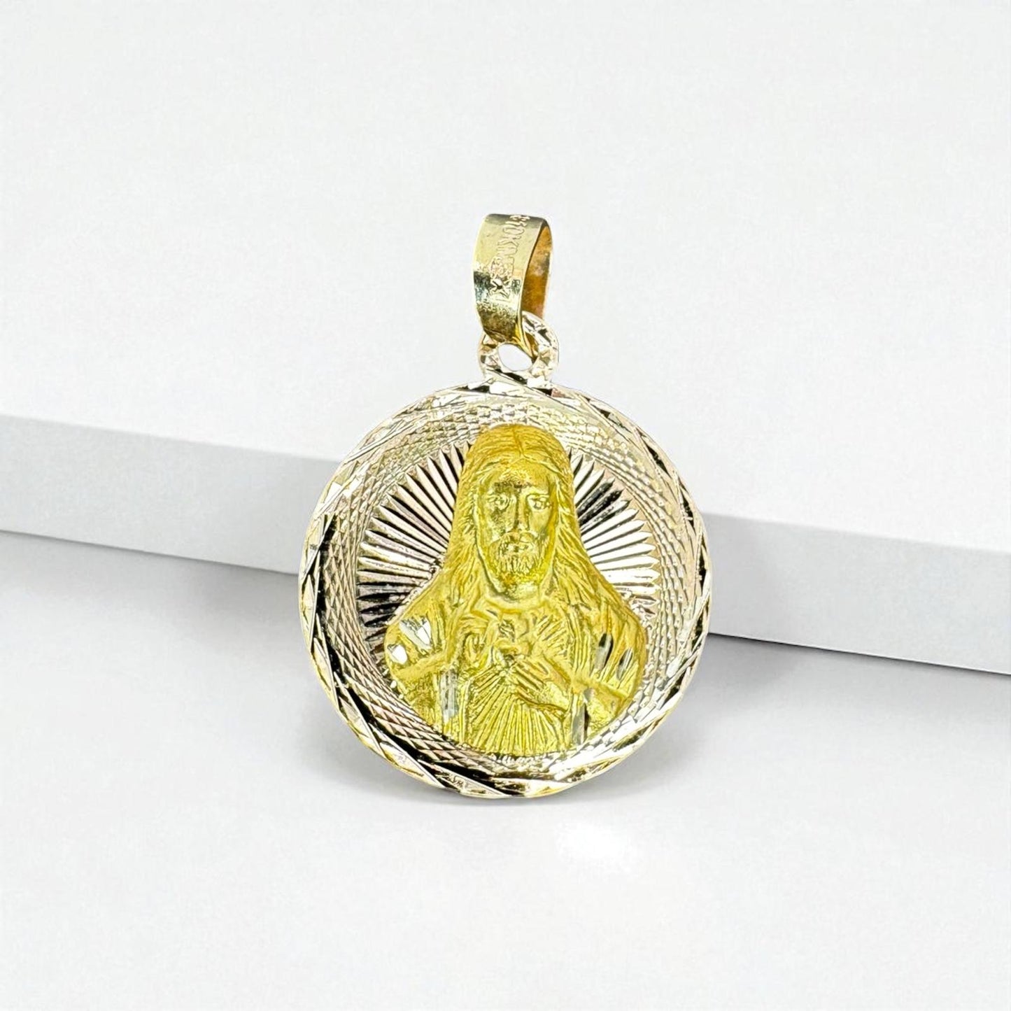 ESCAPULARIOS VIRGEN Y JESUS EN ORO MEXICANO 10 K