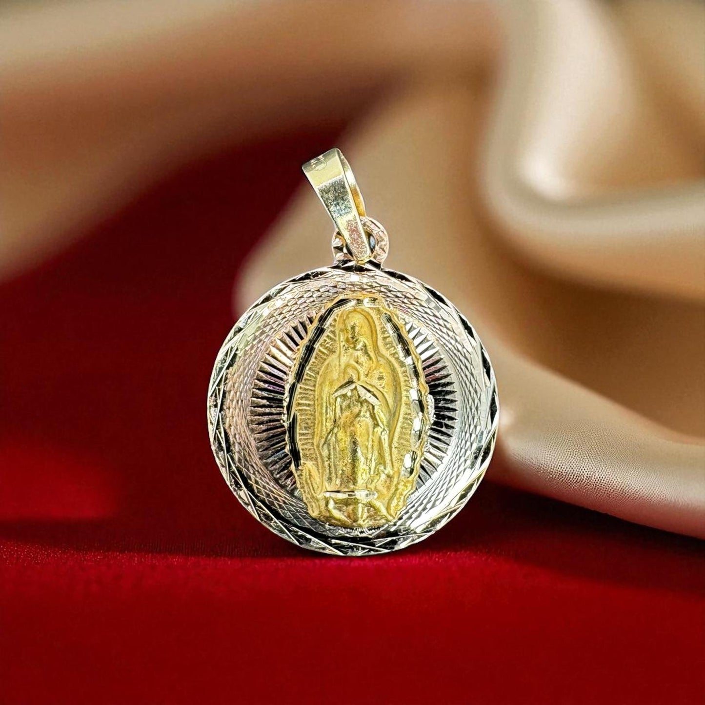 ESCAPULARIOS VIRGEN Y JESUS EN ORO MEXICANO 10 K