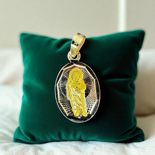 DIJE SAN JUDAS OVALADO EN ORO MEXICANO 10 K