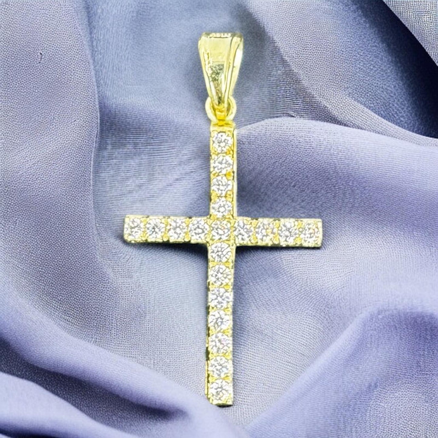 CRUZ CON ZIRCONIA EN ORO MEXICANO 10 K