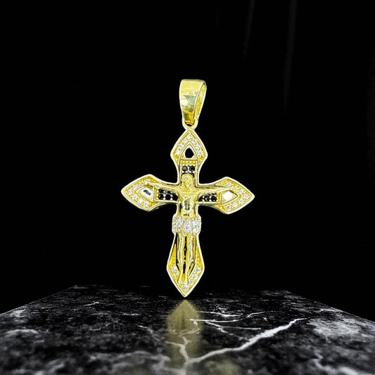DIJE DE CRUCIFIJO EN COLOR NEGRO ORO MEXICANO 10 K
