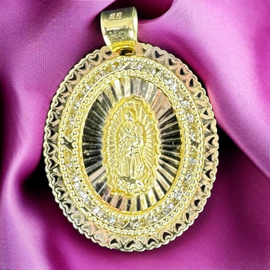 DIJE OVAL DE LA VIRGEN DE GUADALUPE EN ORO MEXICANO 10 K