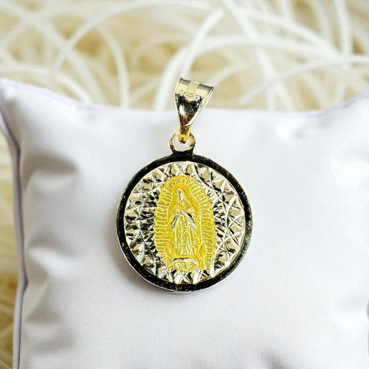 MEDALLA CIRCULAR MINI VIRGEN DE GUADALUPE EN ORO MEXICANO 10 K