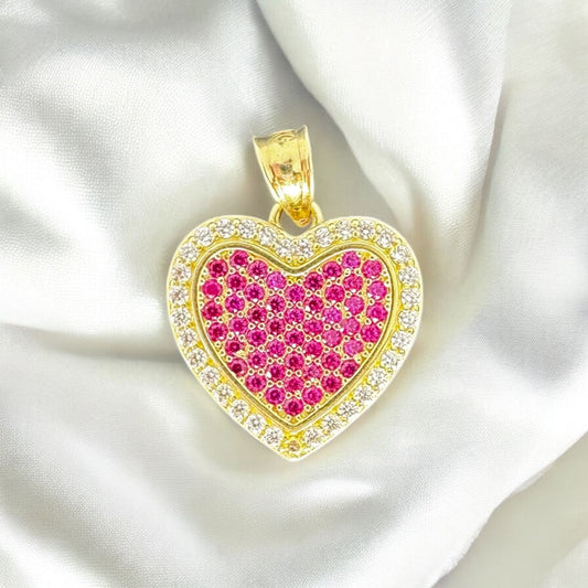 DIJE CORAZON EN ROSA FIUCHA ORO 10 K