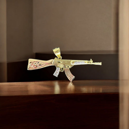 DIJE RIFLE GRANDE EN ORO 10 K