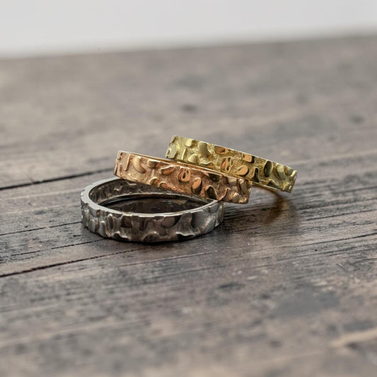 TRIO DE ANILLOS NUGGET 3 OROS MEXICANO 10 K